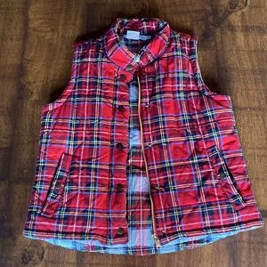 Adorable Plaid Gretchen Scott Vest with Front Pockets - Size Large